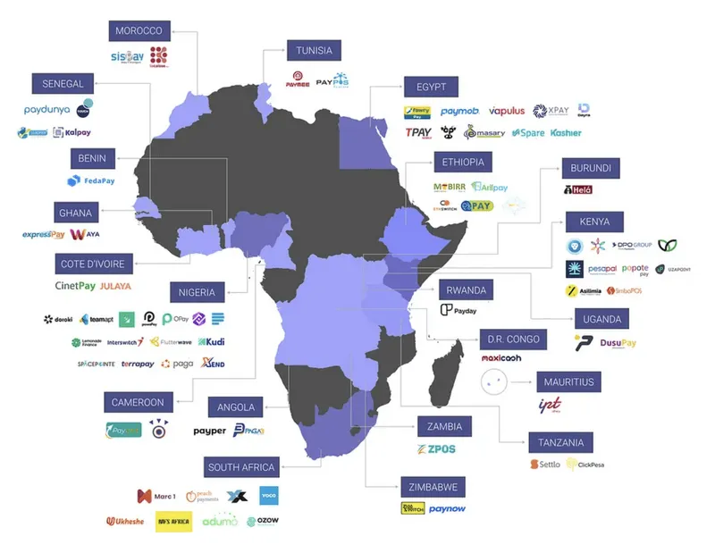 Infographic showing the mobile payments landscape in Africa